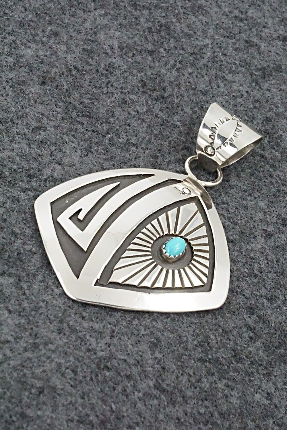 Turquoise and Sterling Silver Pendant - Rosco Scott