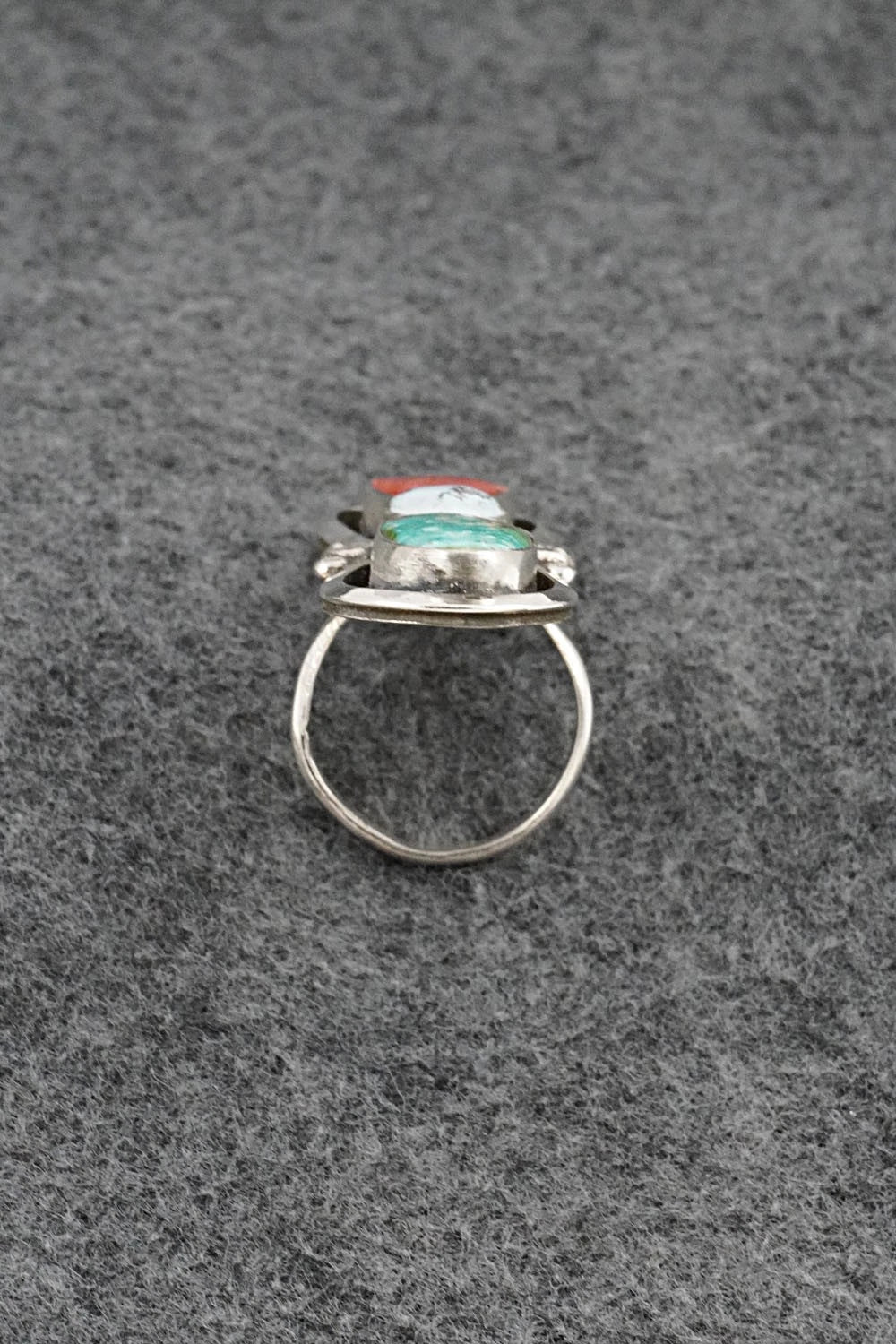 Turquoise, Spiny Oyster & Sterling Silver Ring - Priscilla Reeder - Size 9