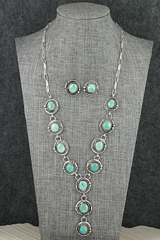 Turquoise & Sterling Silver Necklace and Earrings Set - Phil Nez