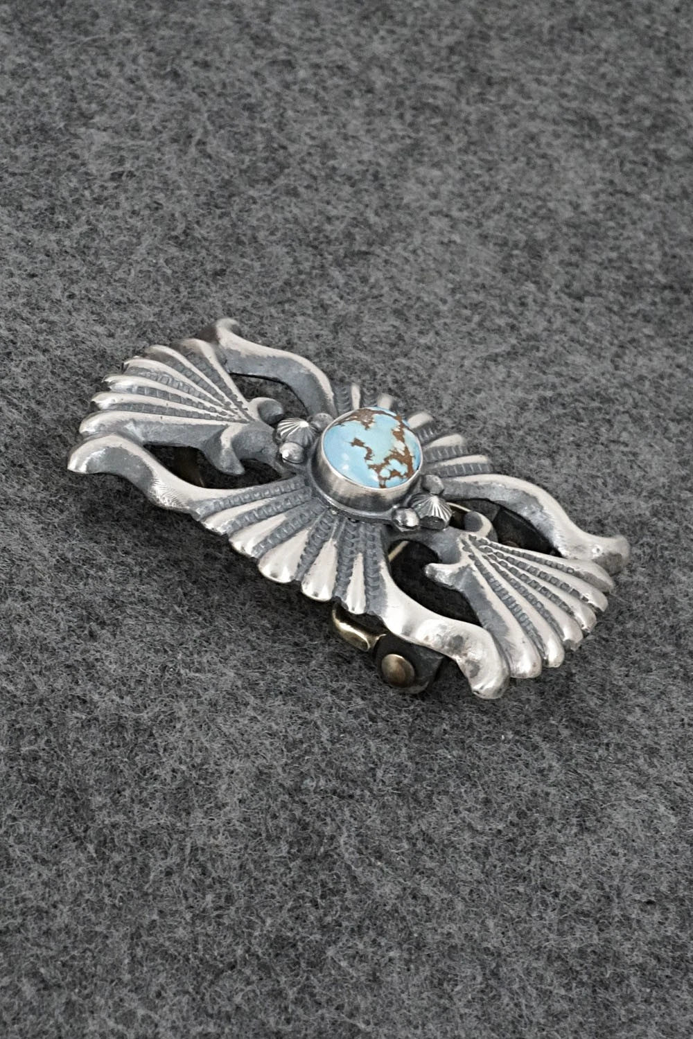 Turquoise & Sterling Silver Belt Buckle - Harrison Bitsue