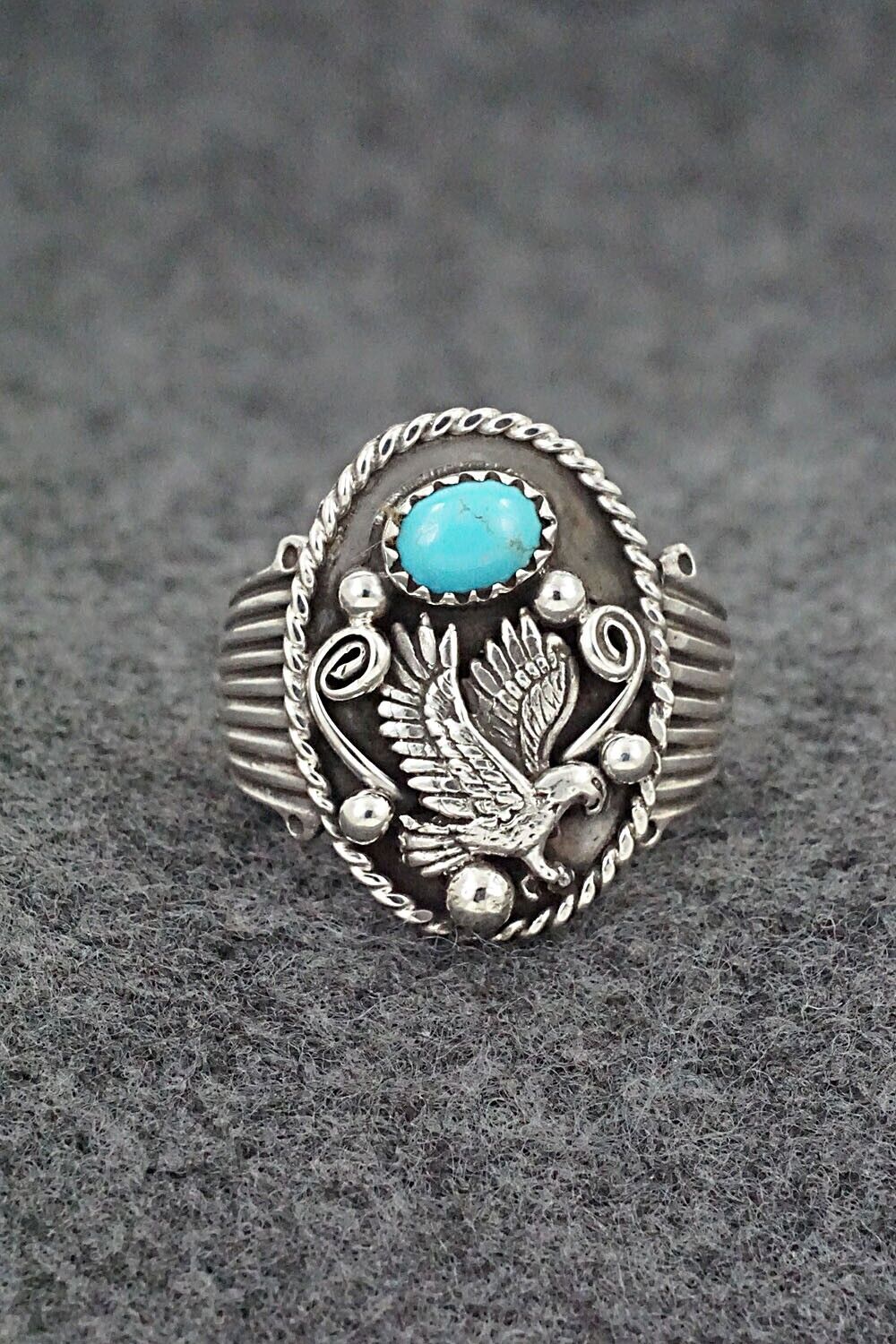 Turquoise & Sterling Silver Ring - Jeannette Saunders - Size 8.75