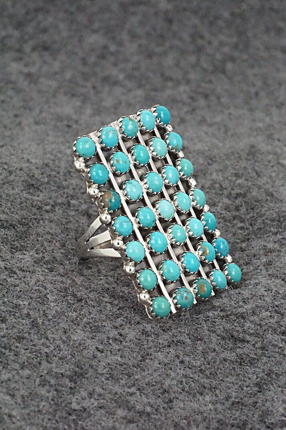 Turquoise & Sterling Silver Ring - Kenny Lonjose - Size 6.75