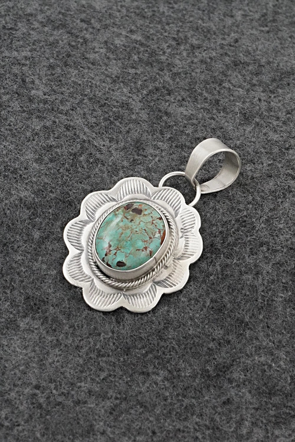 Turquoise & Sterling Silver Pendant - Cordell Platero