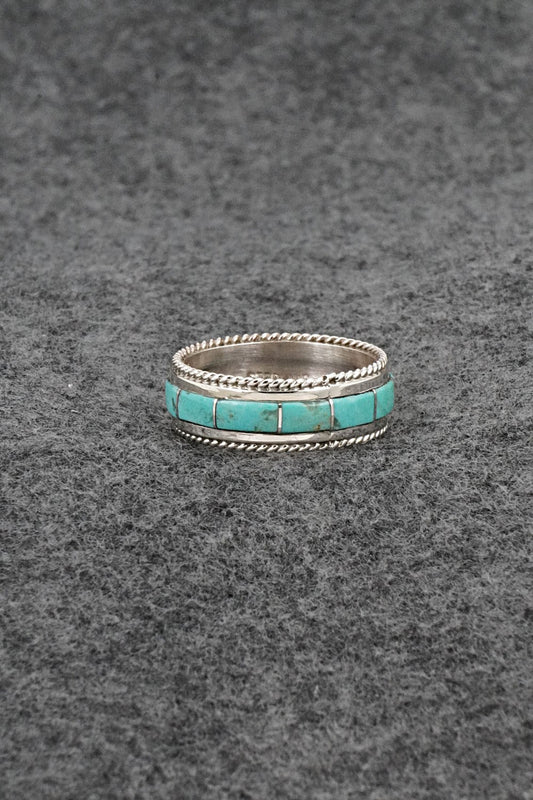 Turquoise & Sterling Silver Ring - Bruce Johnson - Size 10.5