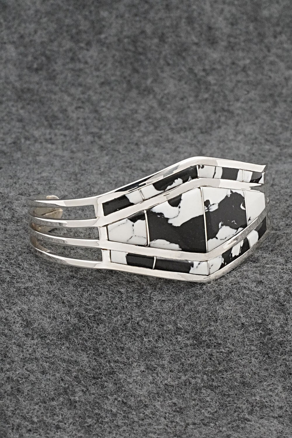 White Buffalo & Sterling Silver Inlay Bracelet - Andrew Enrico