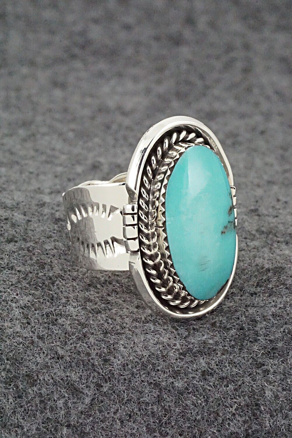 Turquoise & Sterling Silver Ring - Sheena Jack - Size 7.25