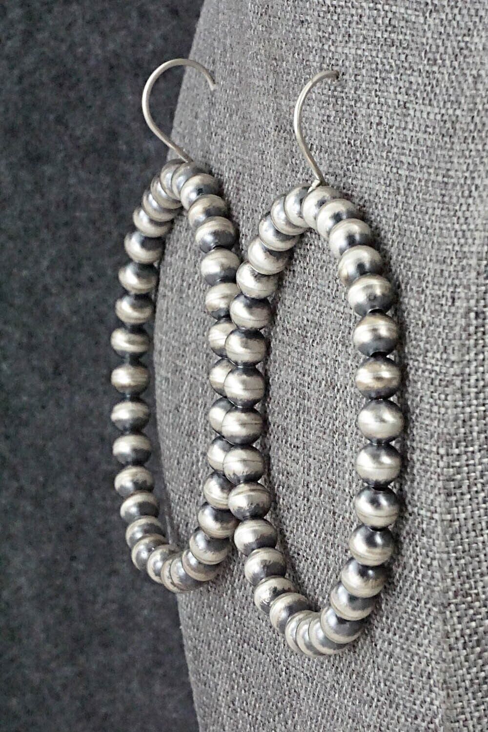 Sterling Silver Navajo Pearl Hoop Earrings - Amanda Larry