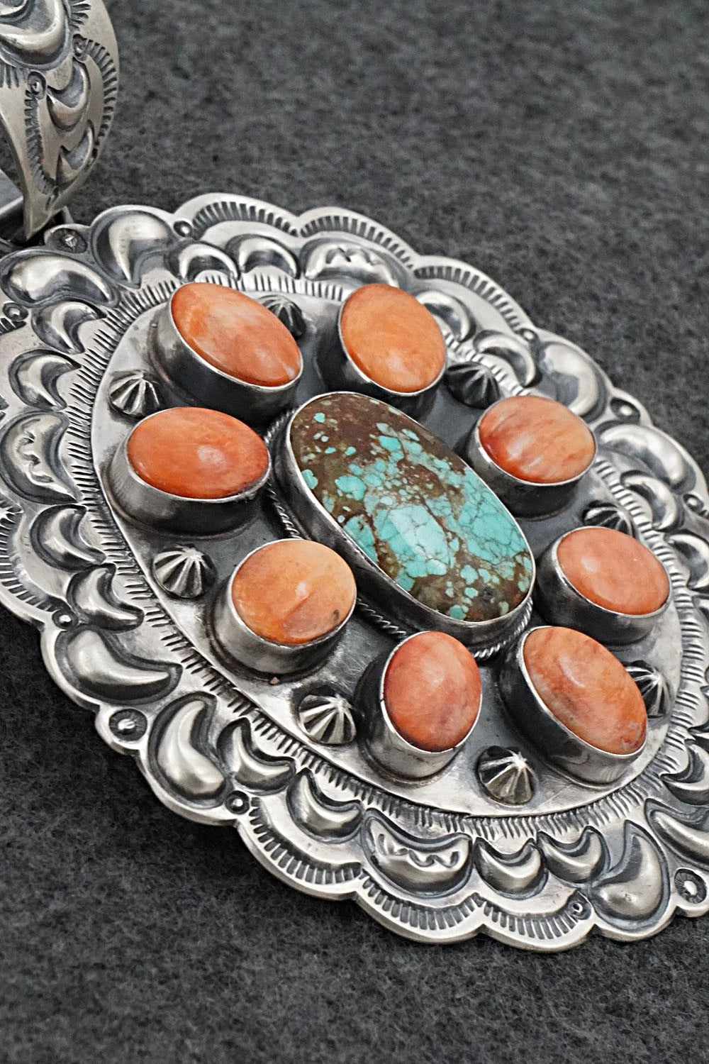 Turquoise, Spiny Oyster & Sterling Silver Pendant - Randy Boyd