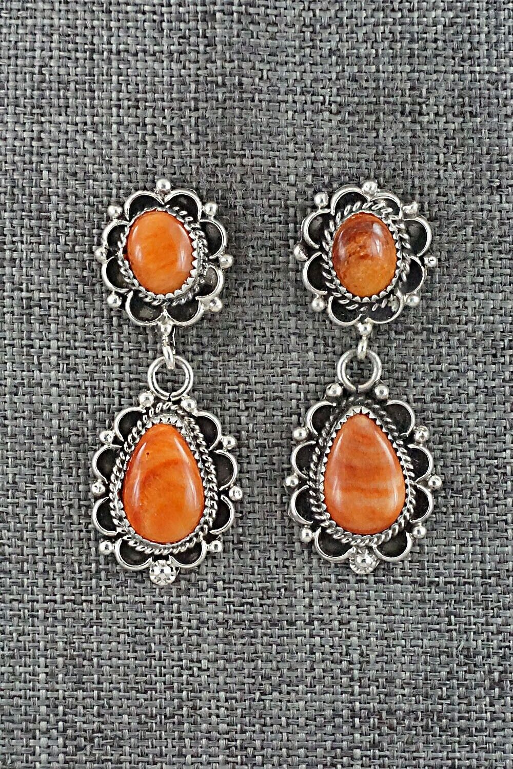 Spiny Oyster & Sterling Silver Earrings - Maritta Martinez