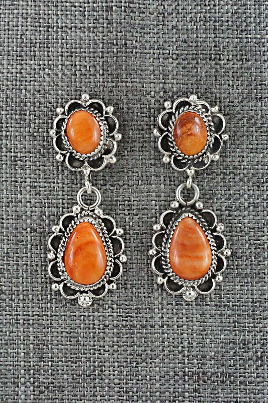 Spiny Oyster & Sterling Silver Earrings - Maritta Martinez