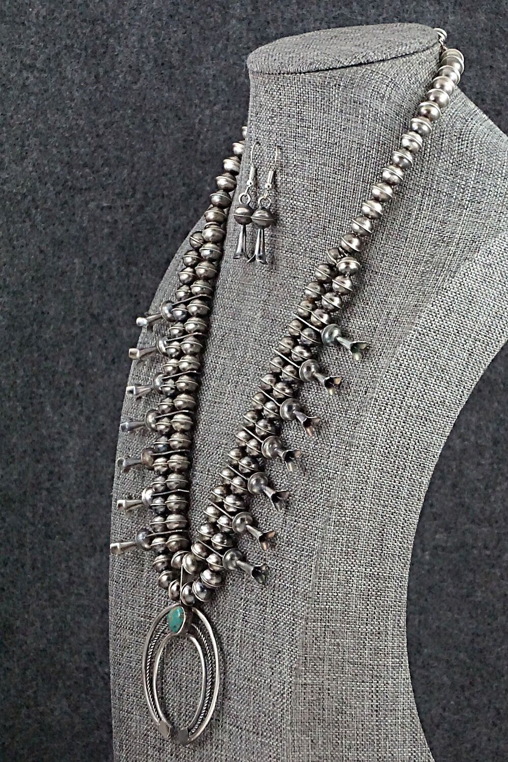 Turquoise & Sterling Silver Squash Blossom Set - Phil Garcia