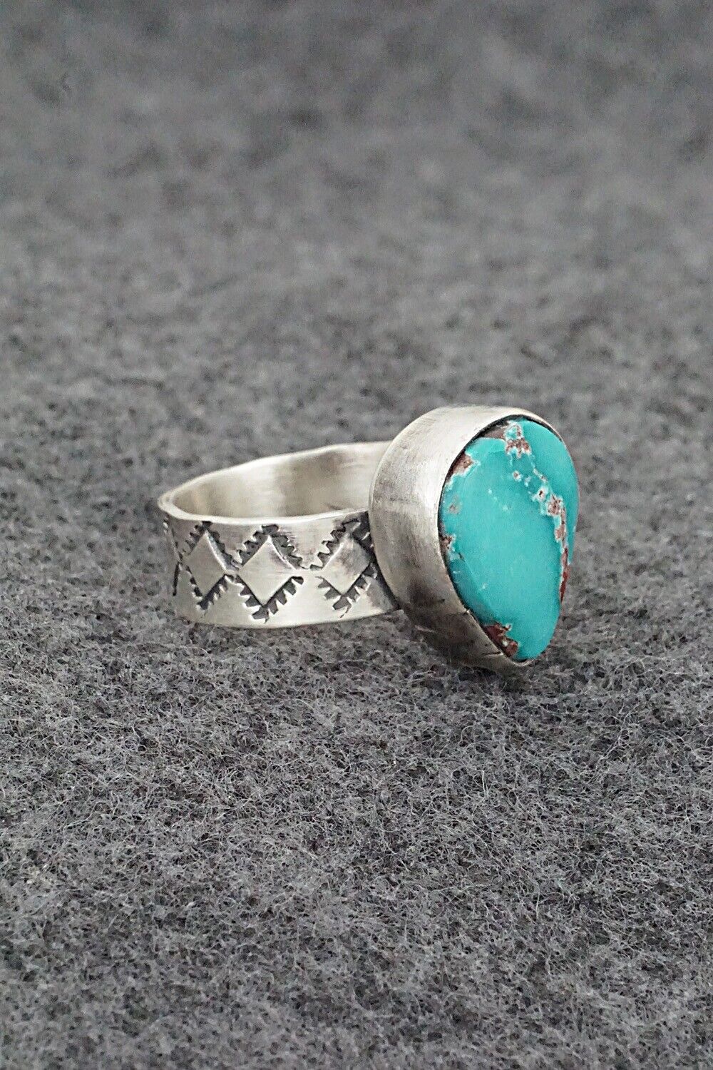 Turquoise & Sterling Silver Ring - Danny Henio - Size 8