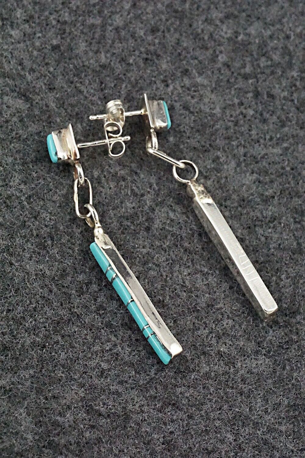 Turquoise & Sterling Silver Earrings - Roland Natachu