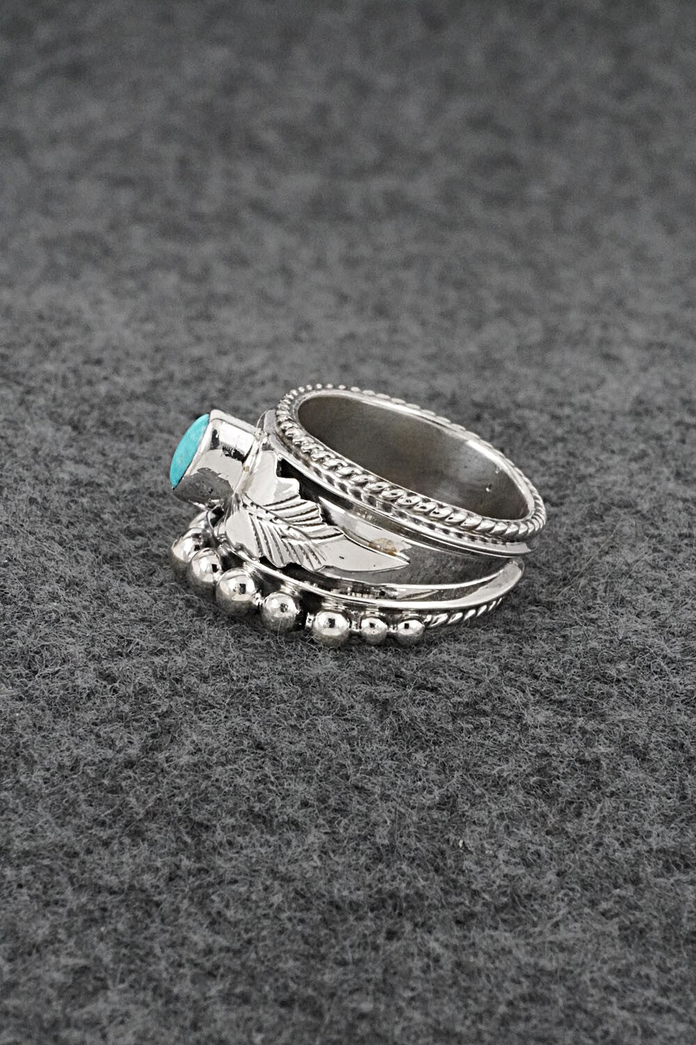Turquoise & Sterling Silver Ring - Tom Lewis - Size 6.5