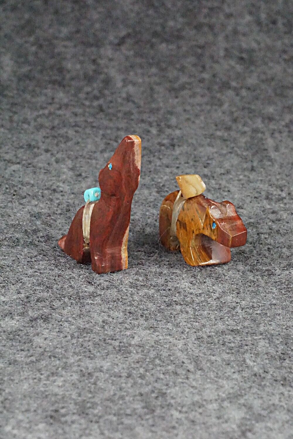 Bear and Coyote Zuni Fetish Carvings - Fernando Laiwakete