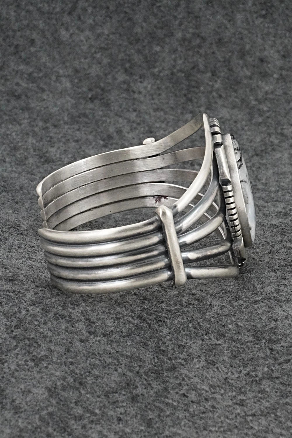 White Buffalo & Sterling Silver Bracelet - Mark Yazzie