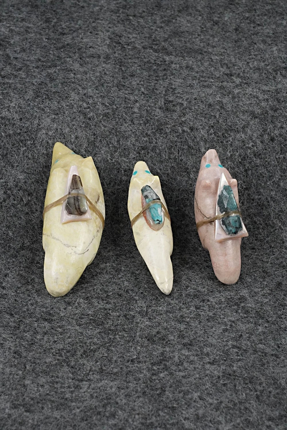 Badger, Wolf & Fox Zuni Fetish Carvings - Delvin Leekya