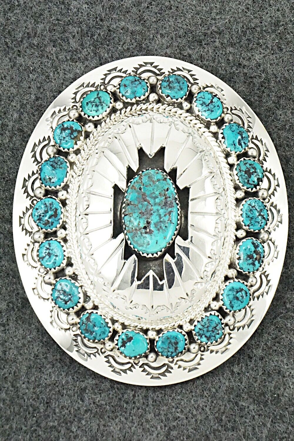 Turquoise & Sterling Silver Belt Buckle - Wilbert Muskett Sr.
