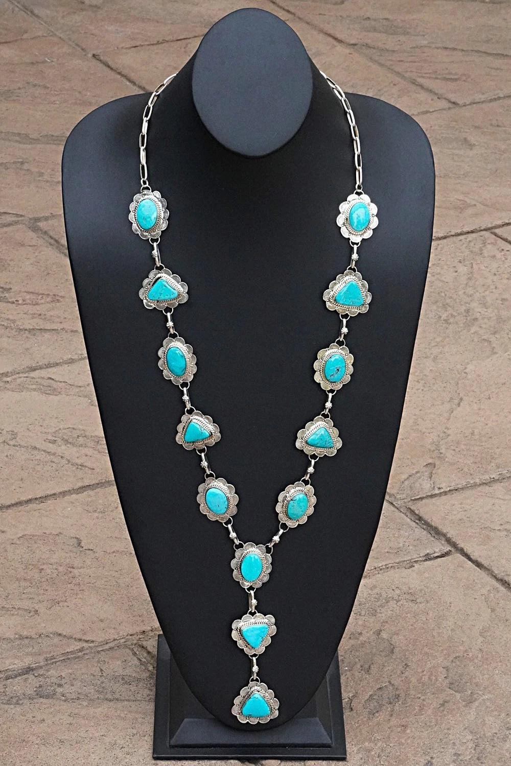Turquoise & Sterling Silver Necklace - Vernon Johnson