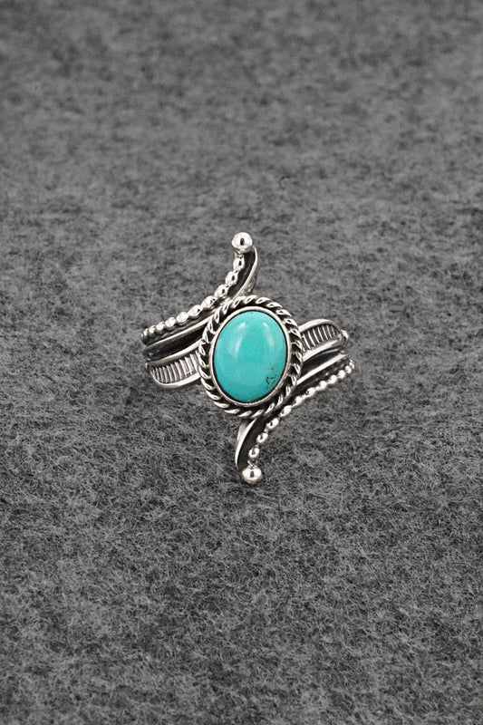 Turquoise & Sterling Silver Ring - Thomas Yazzie - Size 8.5