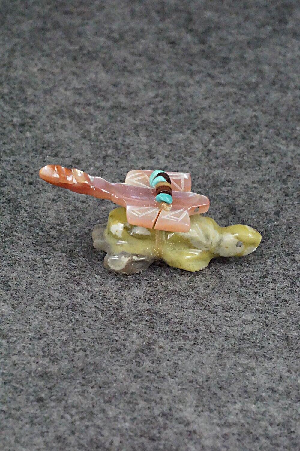 Turtle with Dragonfly Zuni Fetish Carving - Daisy Rose Leonard