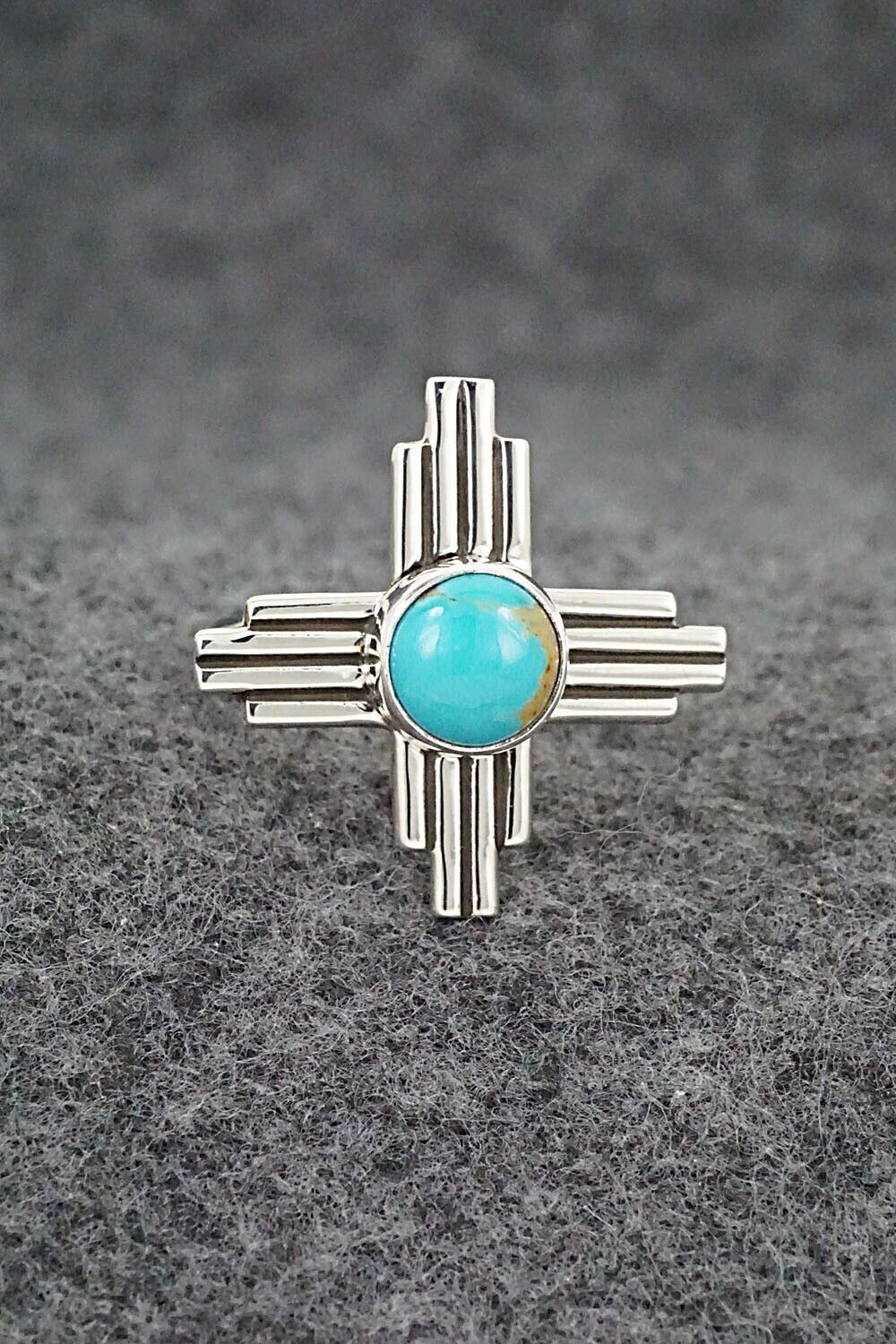 Turquoise and Sterling Silver Ring - Raymond Coriz - Size 8