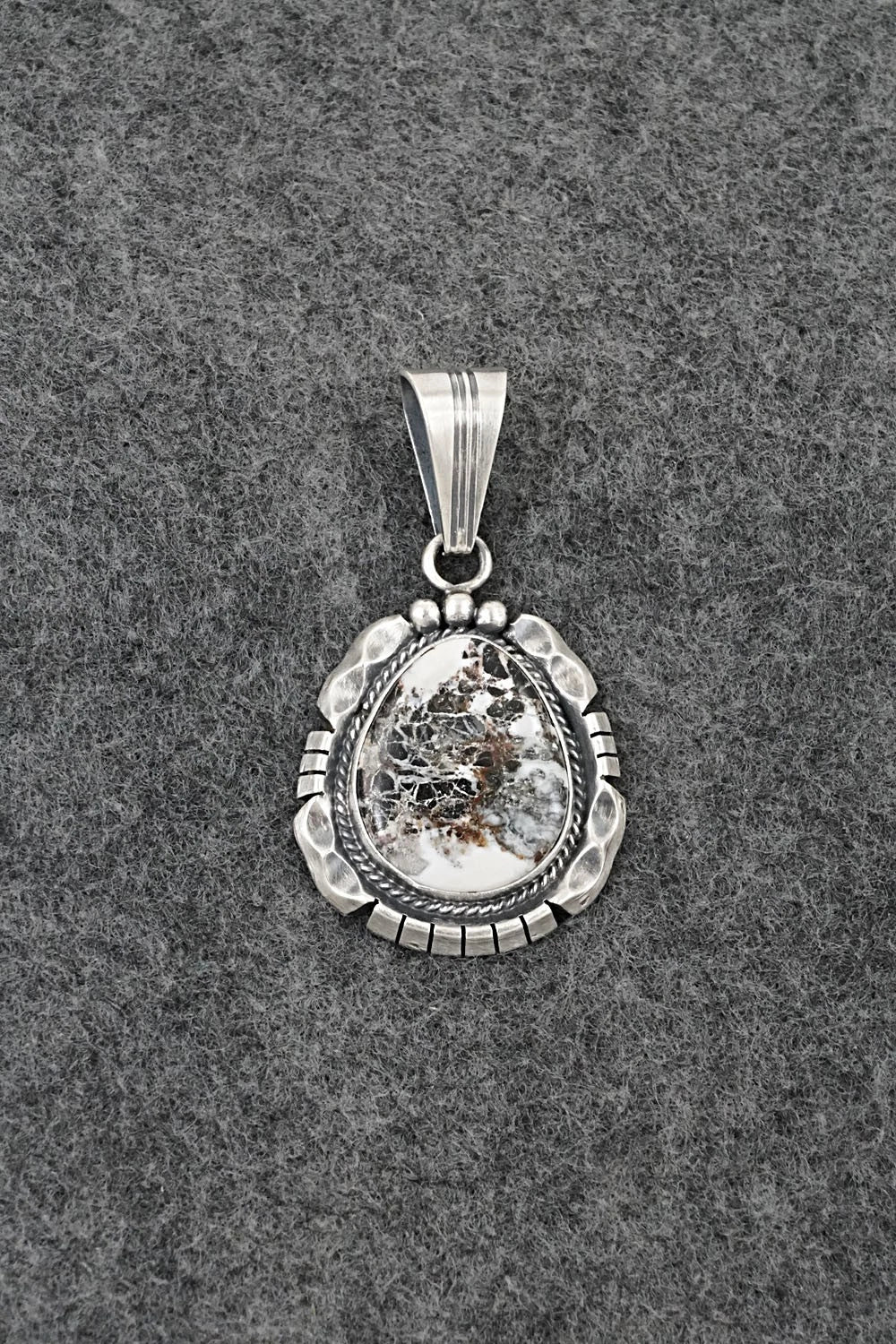 White Buffalo & Sterling Silver Pendant - Samuel Yellowhair