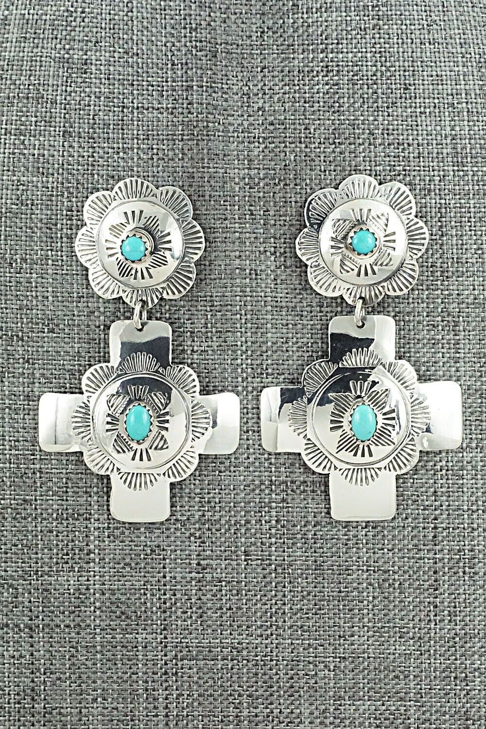 Turquoise and Sterling Silver Earrings - Bertha Begay