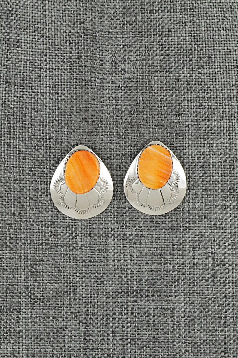 Spiny Oyster & Sterling Silver Earrings - Brenda Bahe