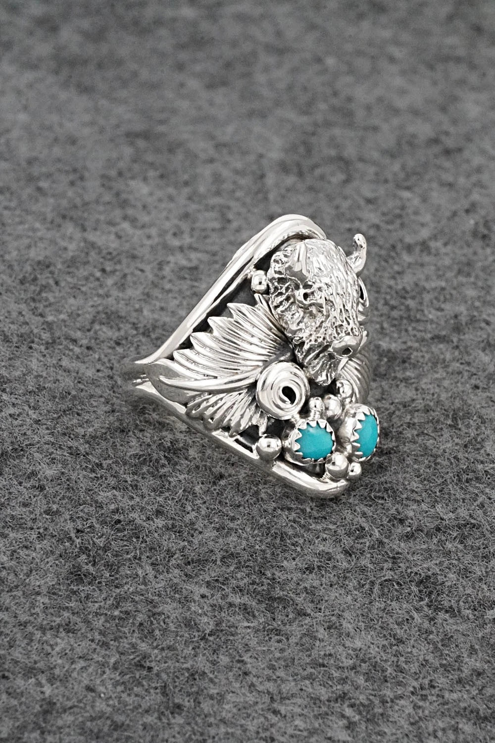 Turquoise & Sterling Silver Ring - Darrell Morgan - Size 11.5