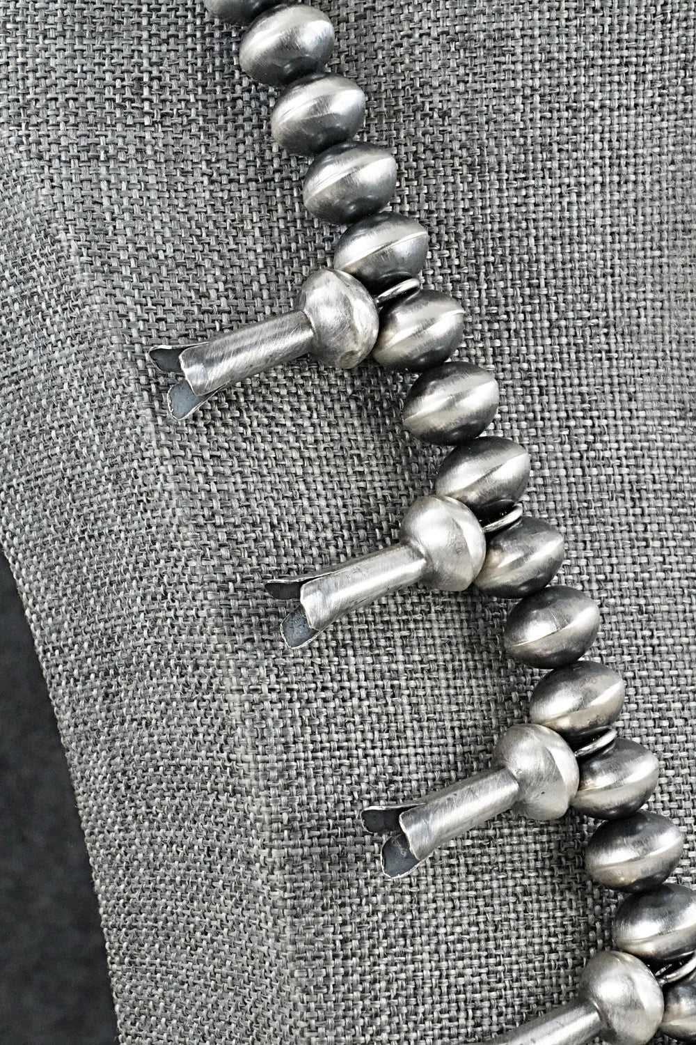 Sterling Silver Navajo Pearl Squash Blossom Necklace - Presley Haley