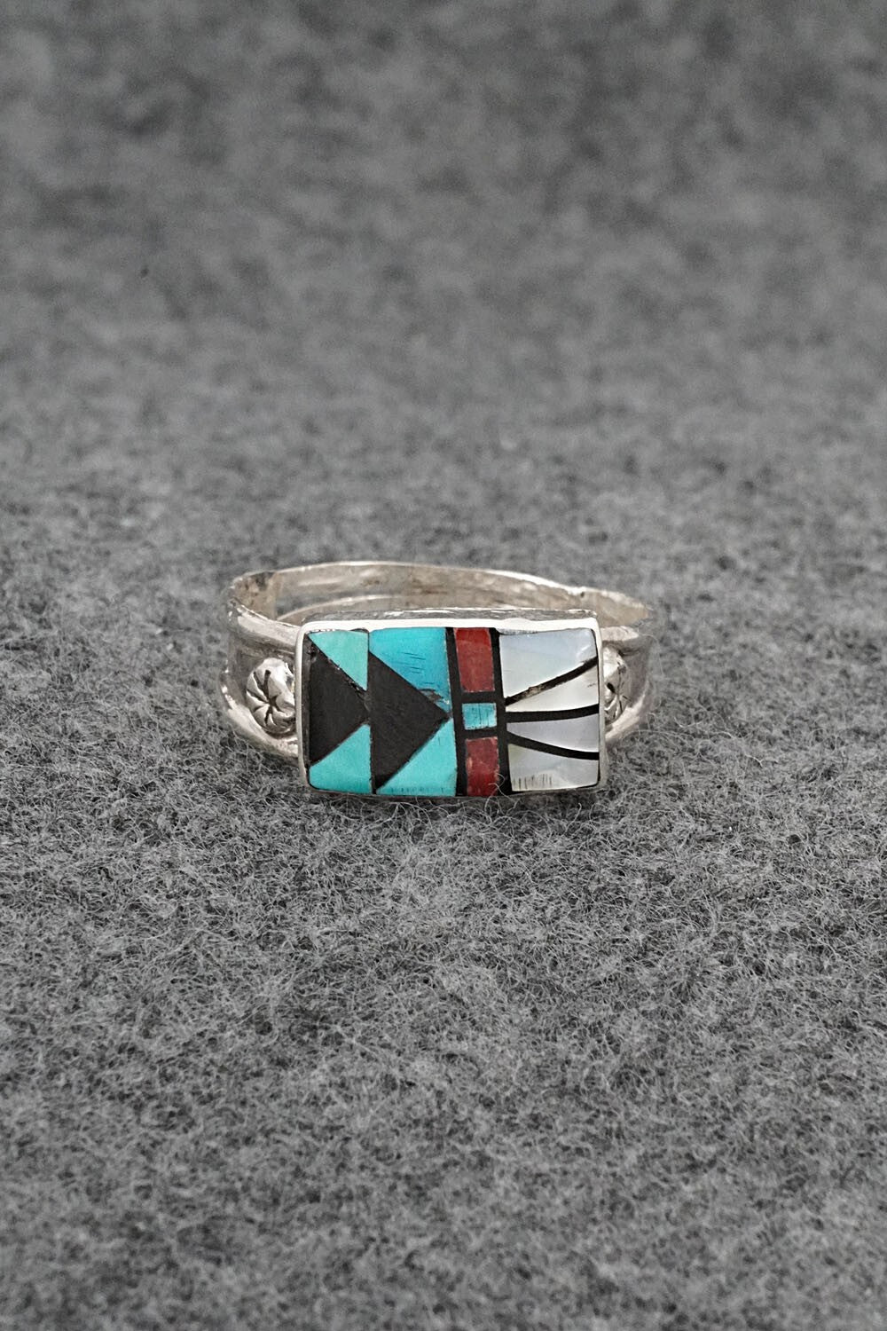 Multi-Stone & Sterling Silver Inlay Ring - Ola Eriacho - Size 13.5