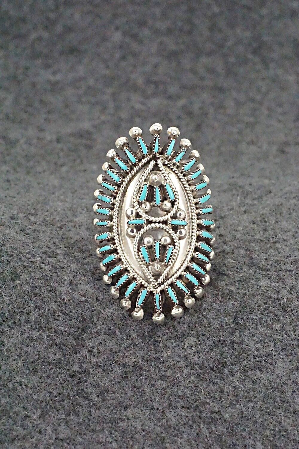 Turquoise & Sterling Silver Ring - Vincent Johnson - Size 8.5