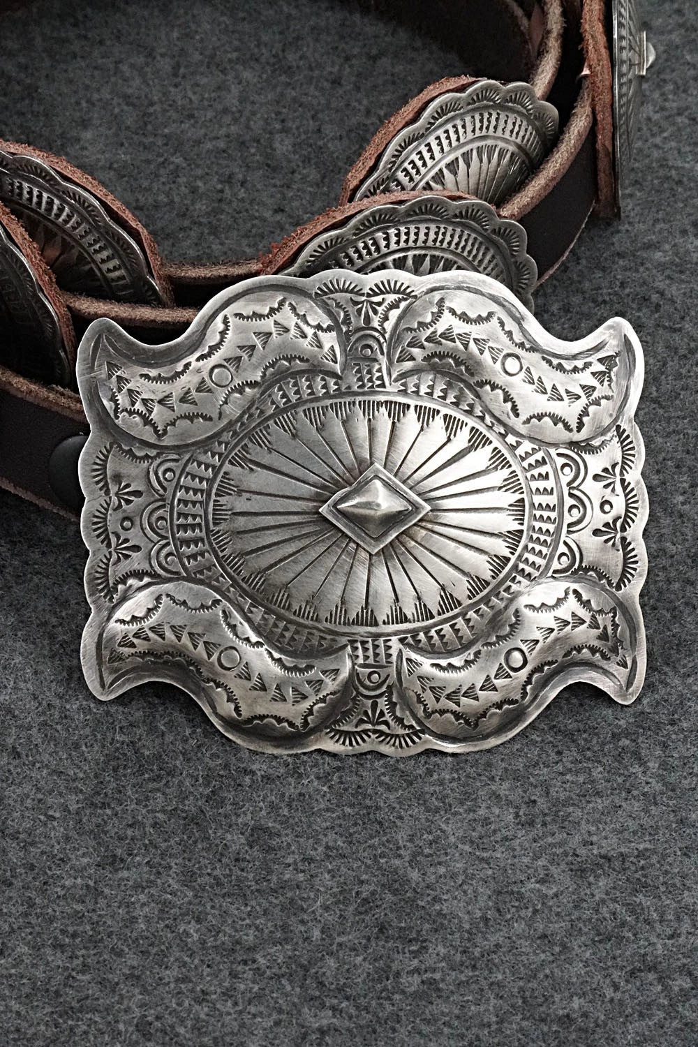 Sterling Silver & Leather Concho Belt - Dan Morgan