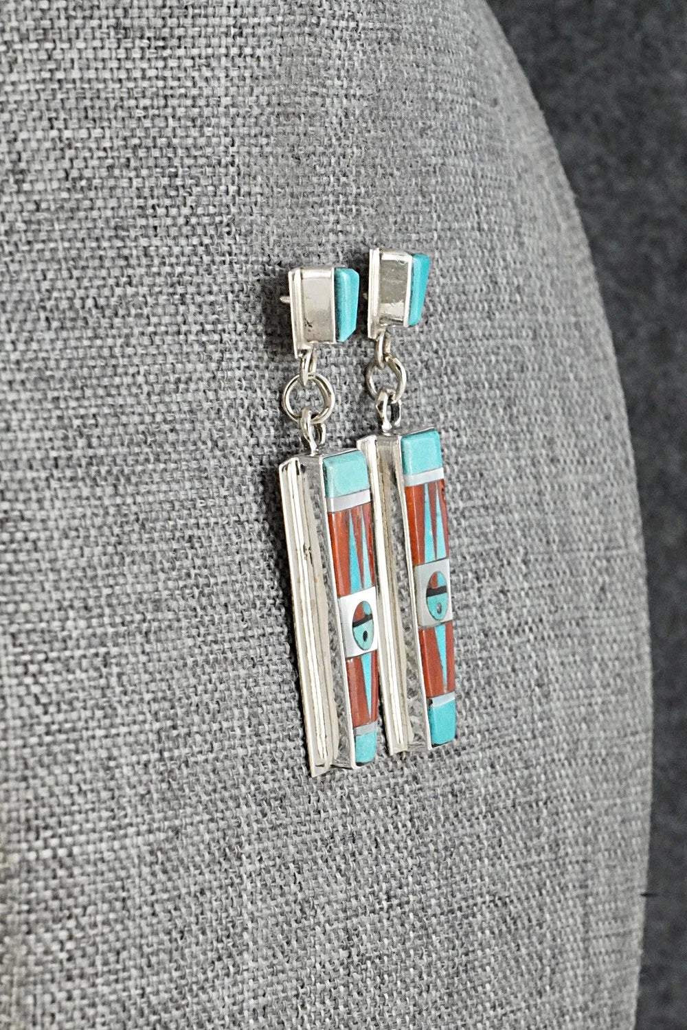 Multi-Stone & Sterling Silver Inlay Earrings - Rayland Edaakie