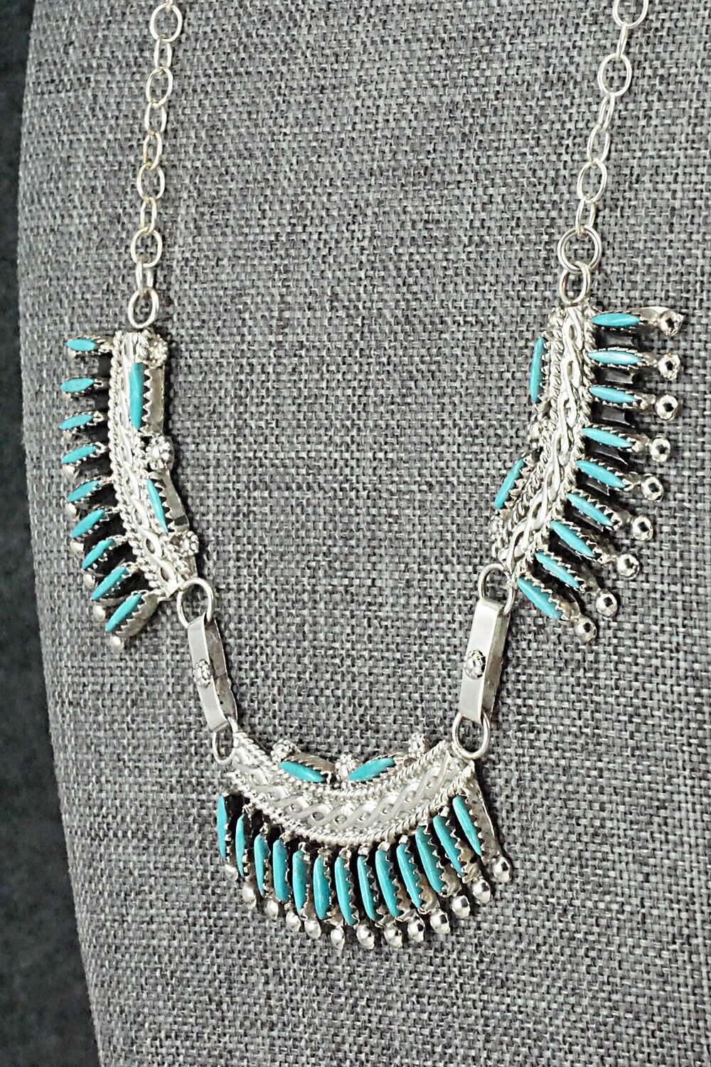 Turquoise & Sterling Silver Necklace Set - Jack Etsate