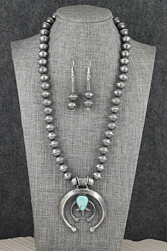 Turquoise & Sterling Silver Squash Blossom Set - Gilbert Martin