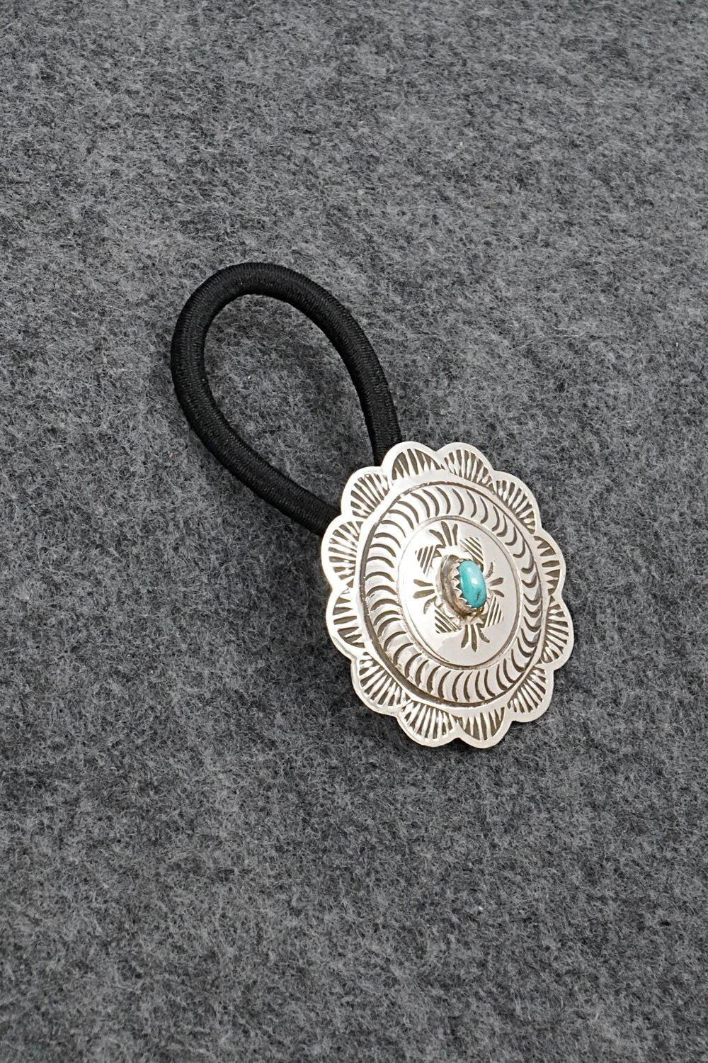 Turquoise & Sterling Silver Hair Tie - Bertha Begay