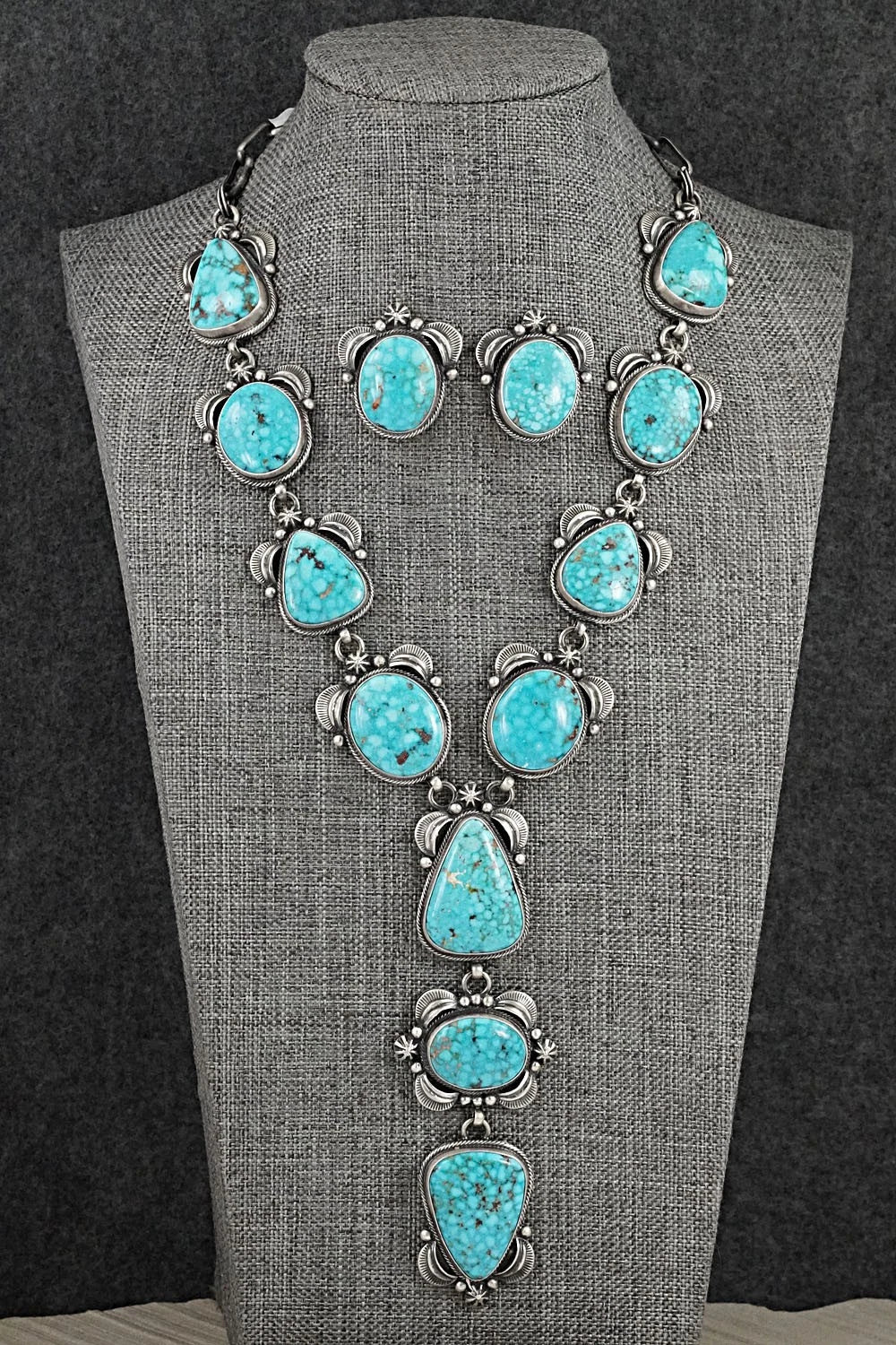 Turquoise & Sterling Silver Necklace and Earrings Set - Randy Boyd