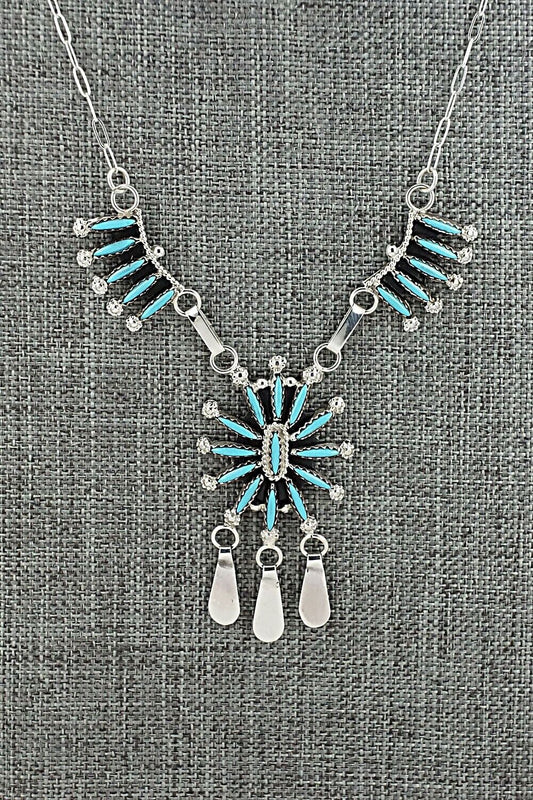 Turquoise & Sterling Silver Necklace - Jack Etsate