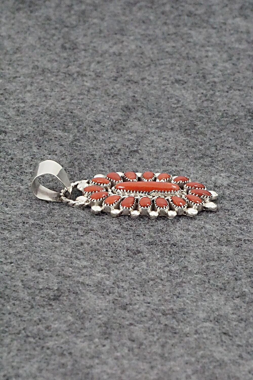 Coral & Sterling Silver Pendant - Lorraine Waatsa