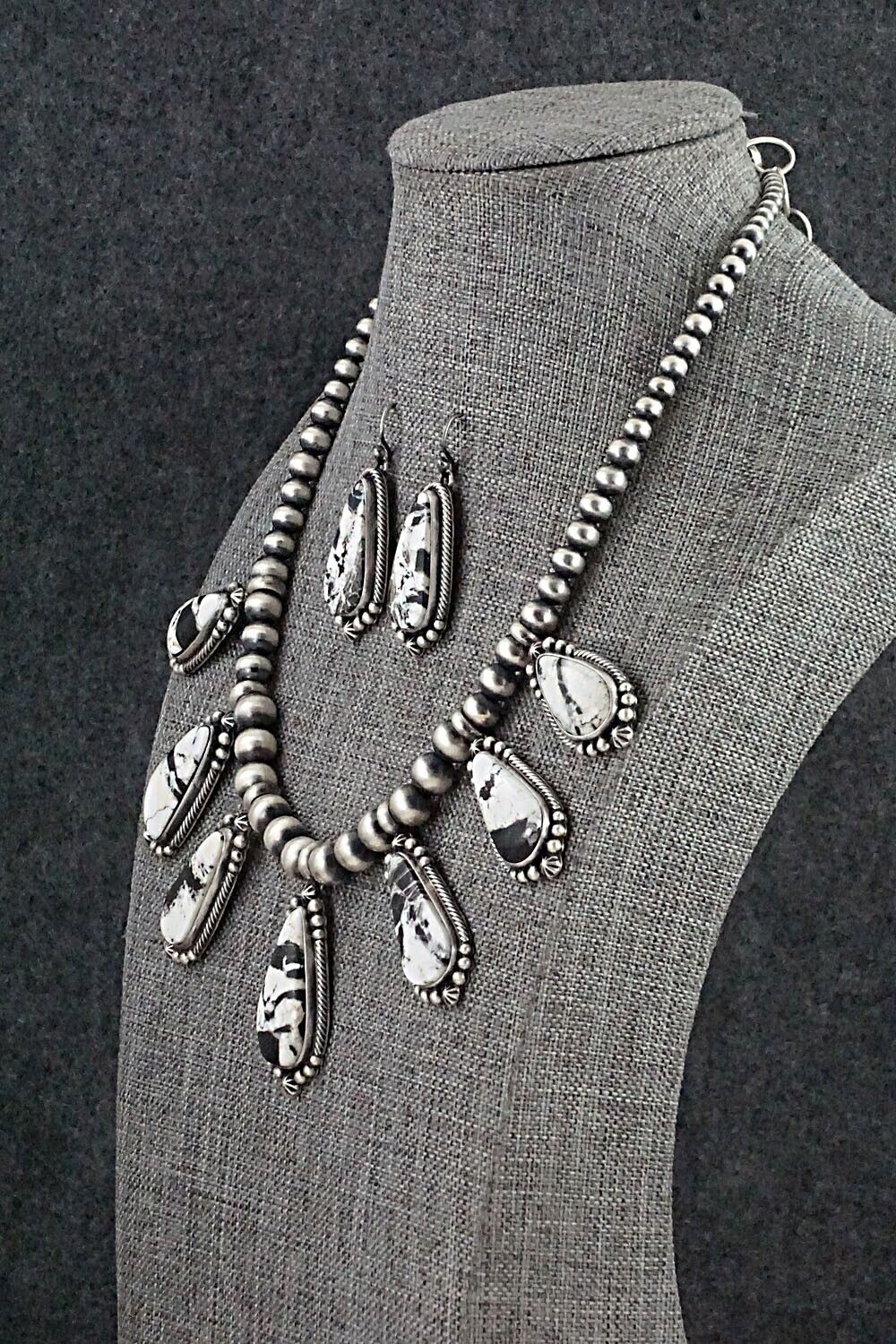 White Buffalo & Sterling Silver Necklace & Earrings Set - Diana Wylie