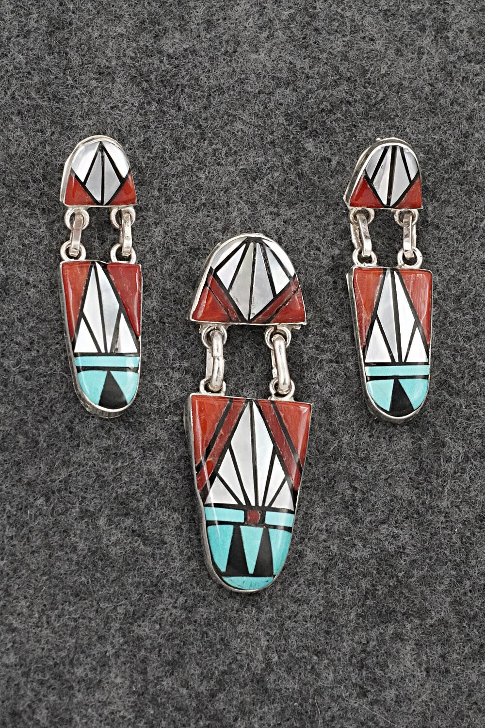 Multi-Stone & Sterling Silver Pendant and Earrings Set - Ola Eriacho