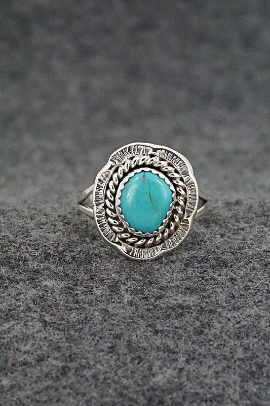 Turquoise & Sterling Silver Ring - Freda Martinez - Size 8