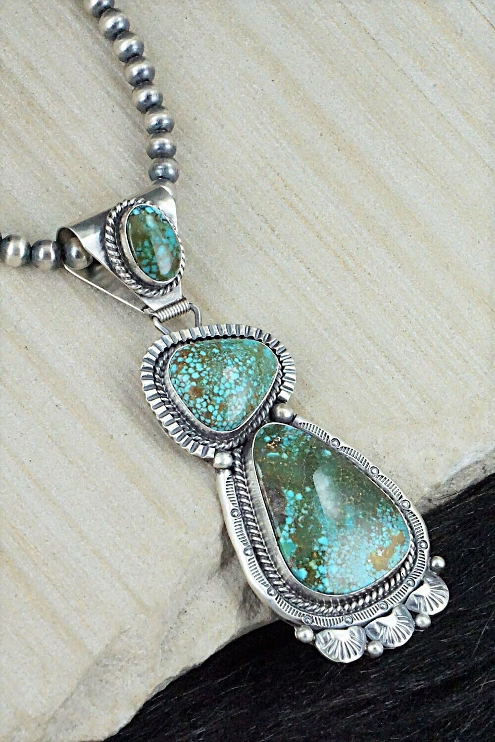 Turquoise & Sterling Silver Necklace - Raymond Delgarito