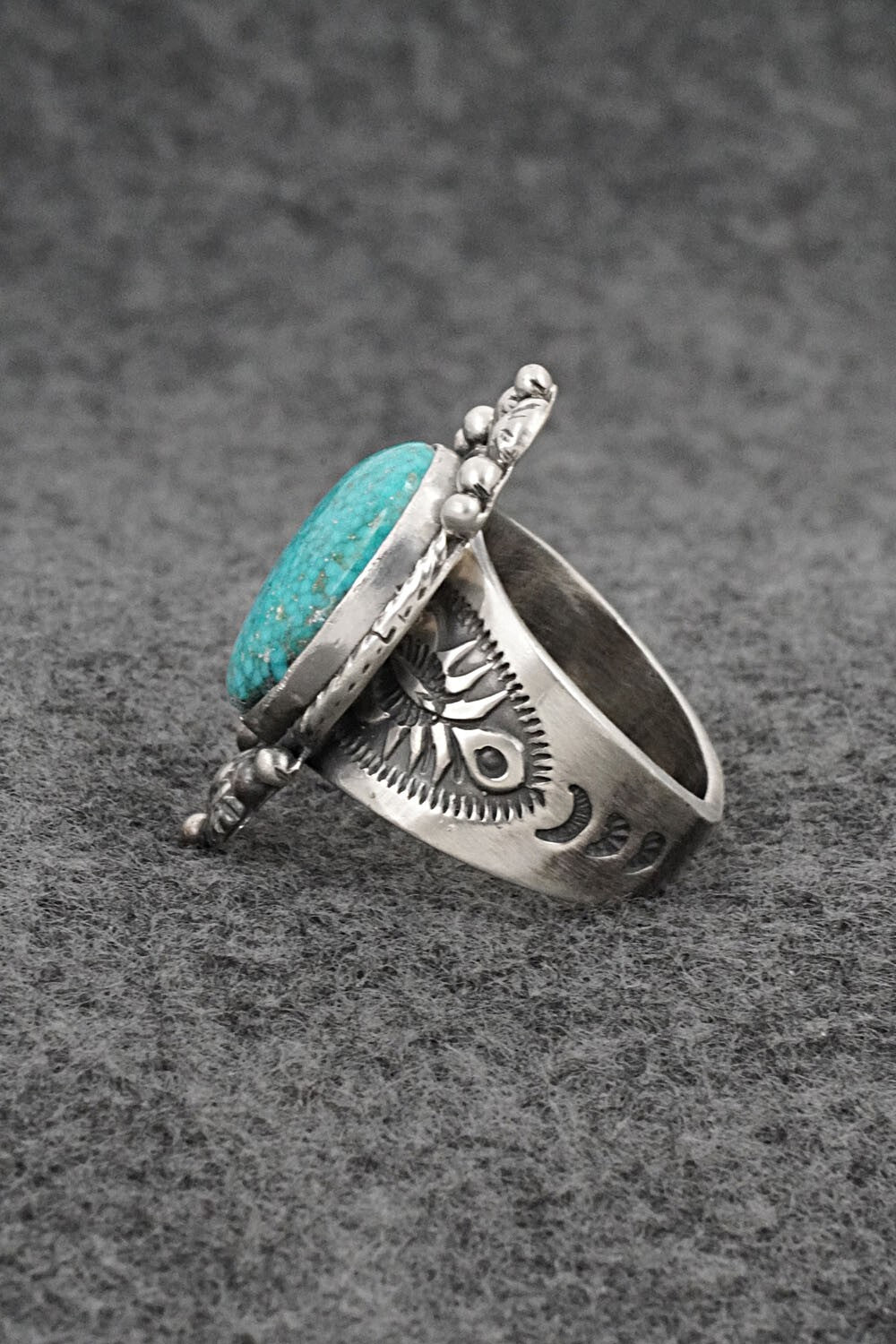 Turquoise & Sterling Silver Ring - Samuel Yellowhair - Size 7