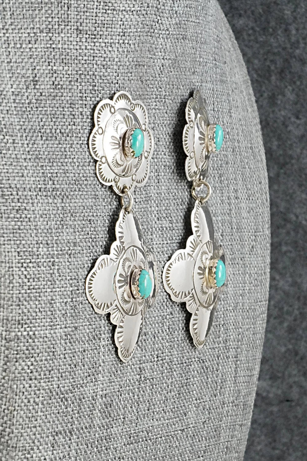 Turquoise & Sterling Silver Earrings - Bertha Begay