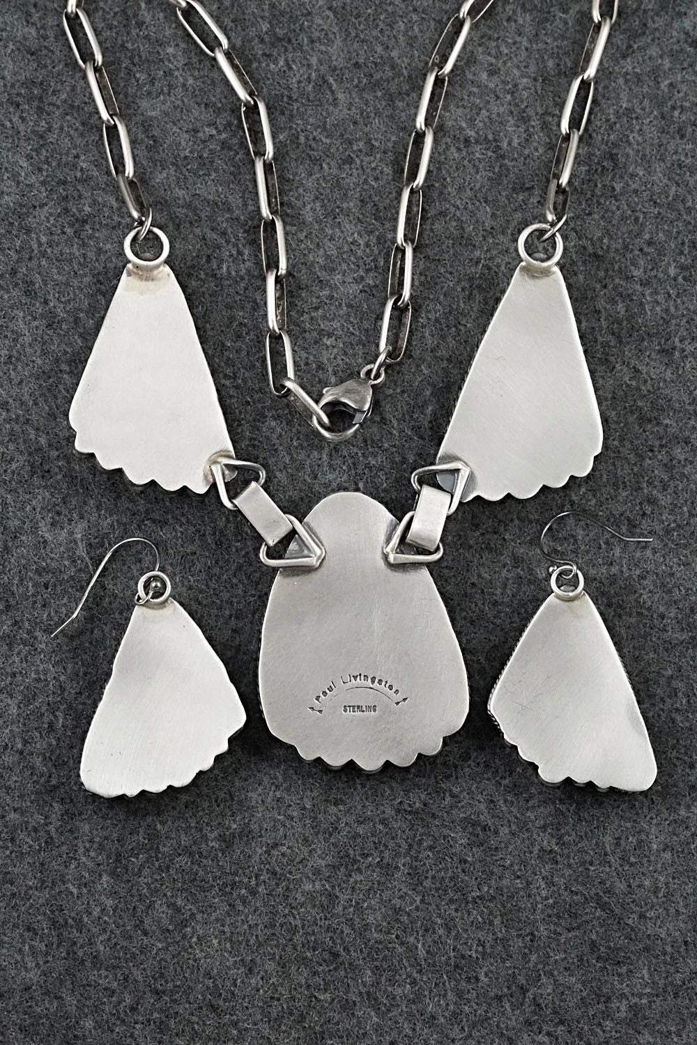 Turquoise & Sterling Silver Necklace and Earrings Set - Paul Livingston