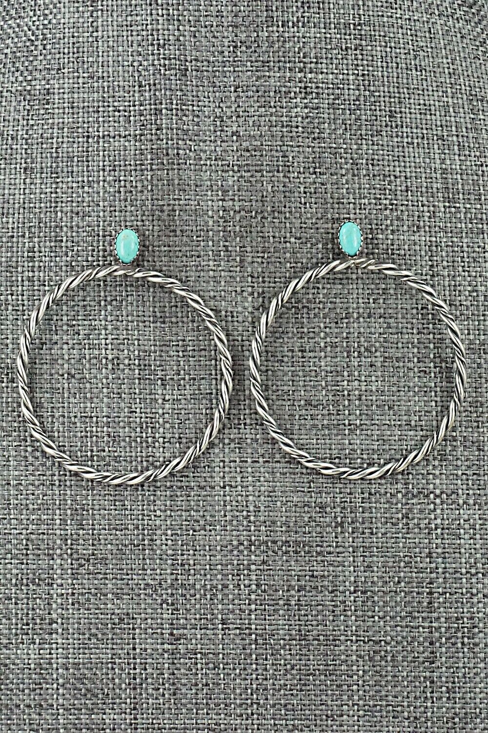 Turquoise & Sterling Silver Earrings - Nelson Leonard Jr.