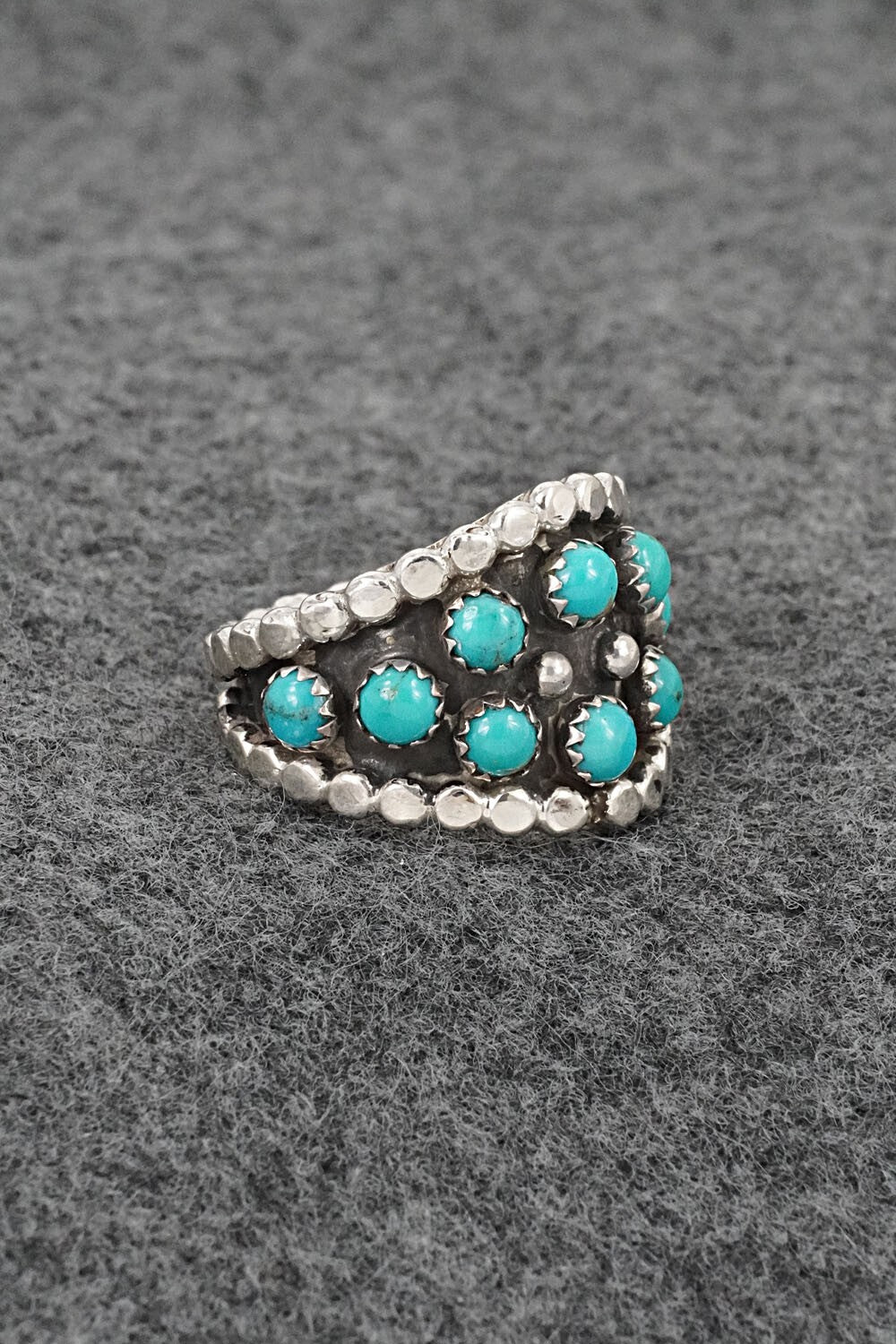 Turquoise & Sterling Silver Ring - Kenny Lonjose - Size 7